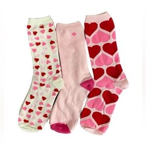 KATE SPADE Valentines Set of 3 Patterned Crew Socks